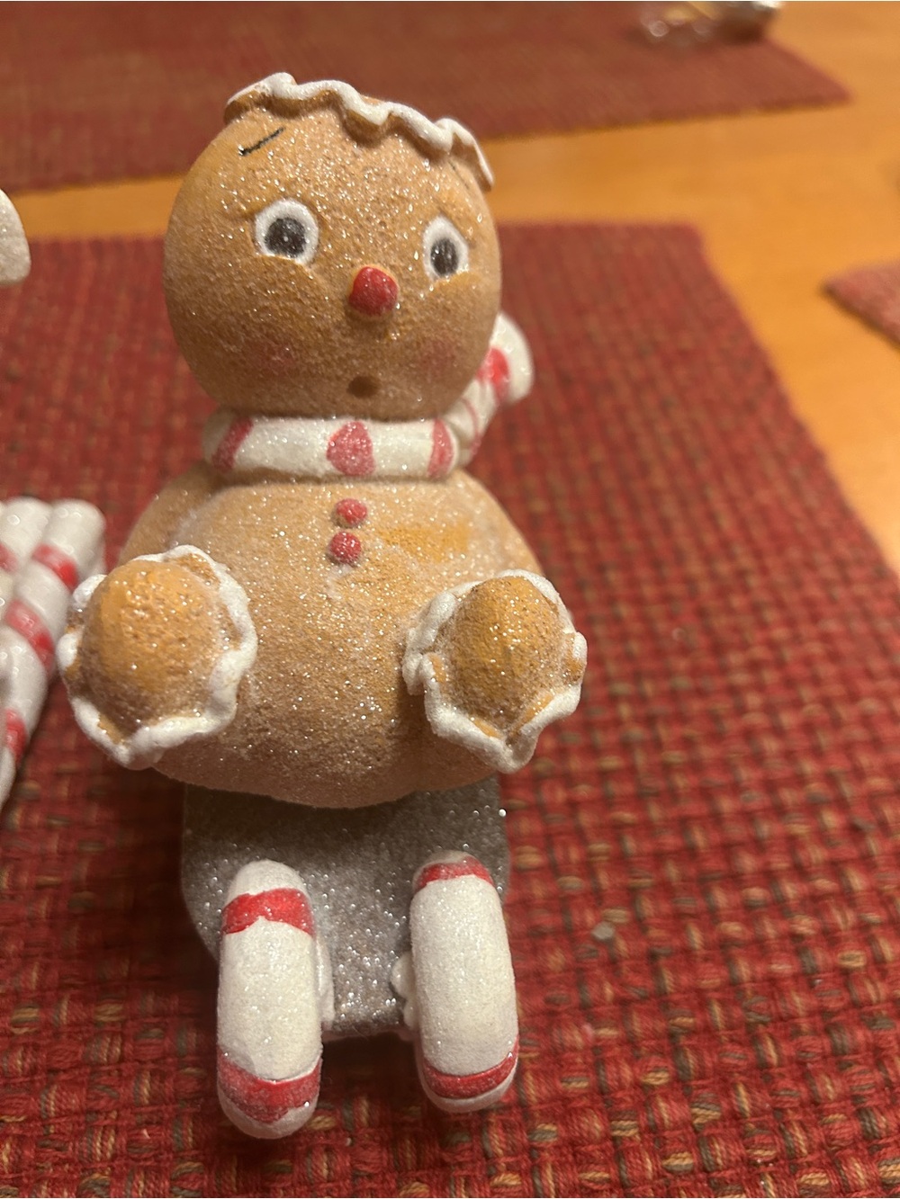 Set of 2 Skiing Gingerbread Figurines by Valerie - Picture 3 of 4